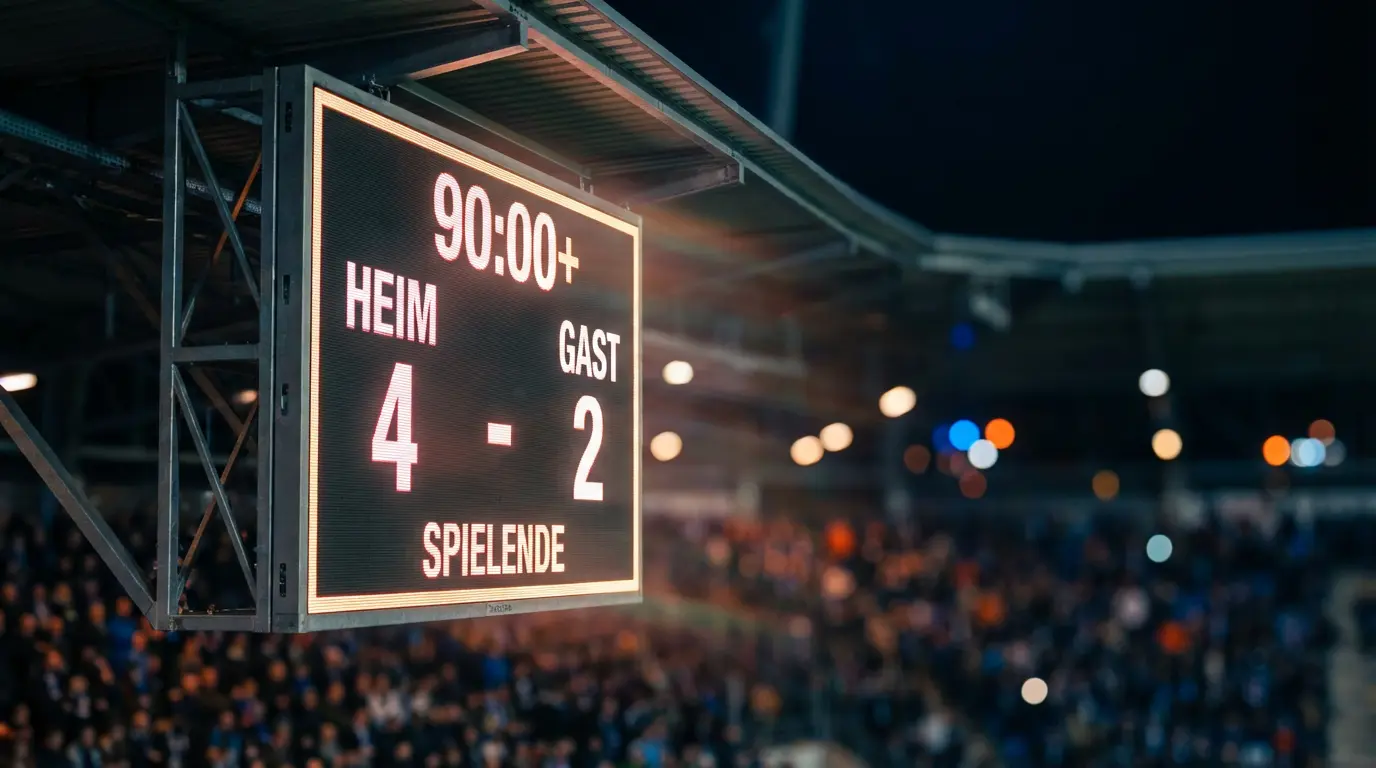 Marcador de partido de la Bundesliga mostrando resultado con varios goles
